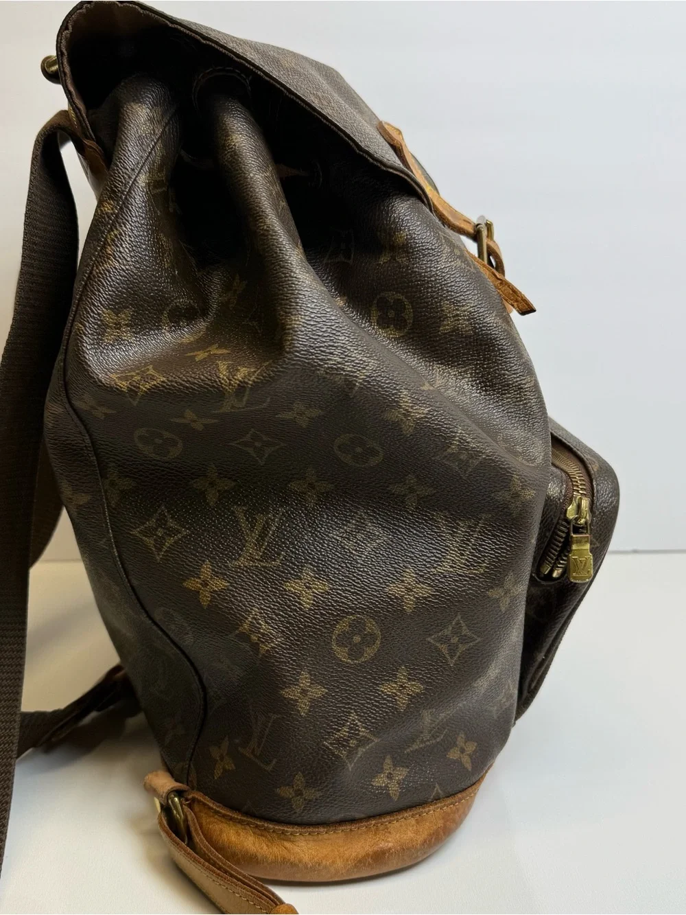 Louis Vuitton LV BackPack Bag Montsouris MM Brown Monogram Tan READ